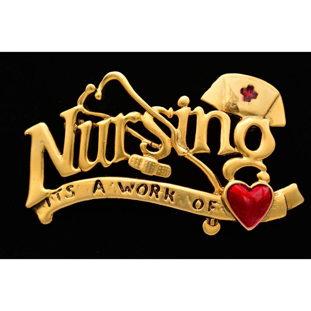 Danecraft Vintage Caregiver Nurse Pin Brooch Nursing Work Of Heart NOS 80s BinA9